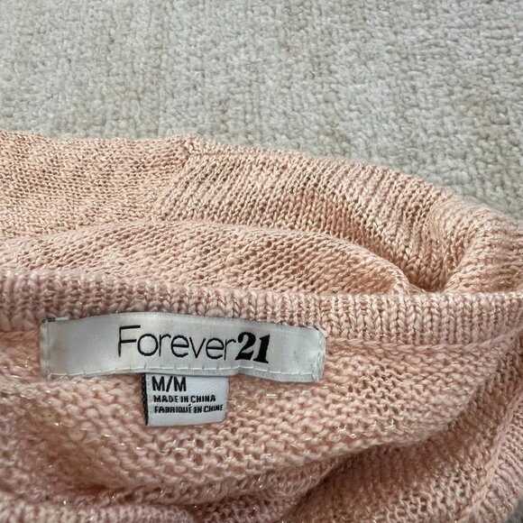 Forever 21 Cropped Sheer Metallic Sweater Knit Top M - Picture 2 of 11